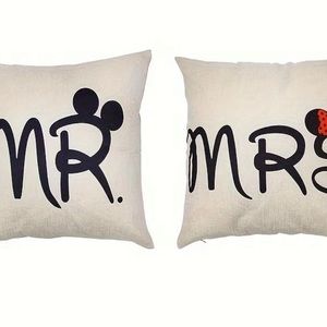Disney Mickey & Minnie Mouse Mr & Mrs Pillow cover wedding anniversary decor